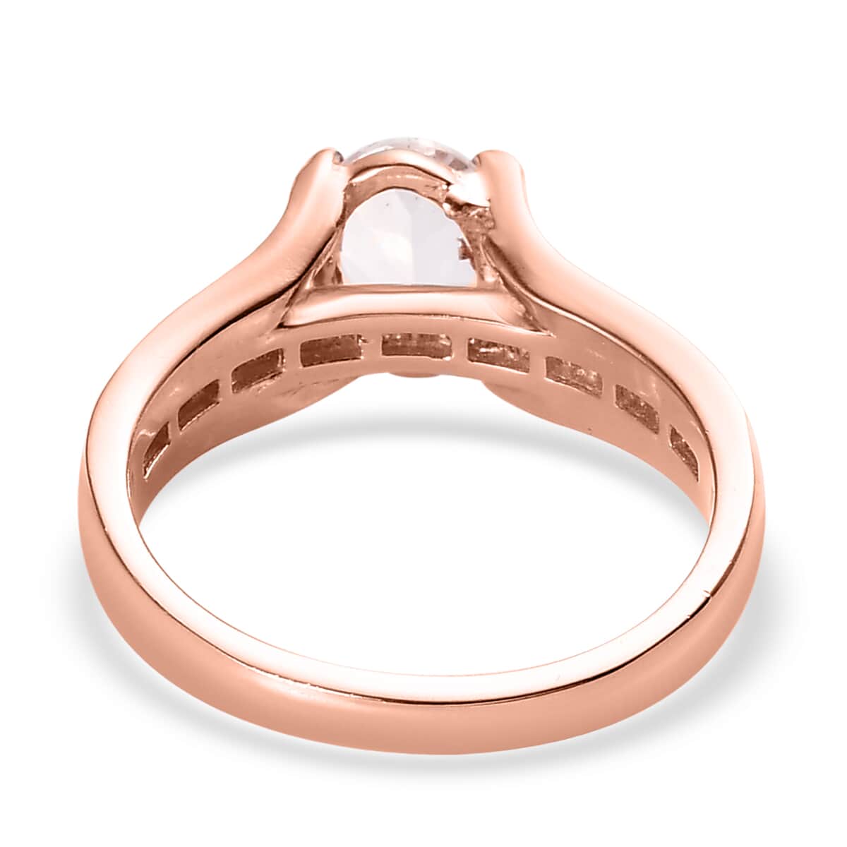 Pink Morganite and Diamond Bridge Ring in Vermeil Rose Gold Over Sterling Silver 1.15 ctw image number 4