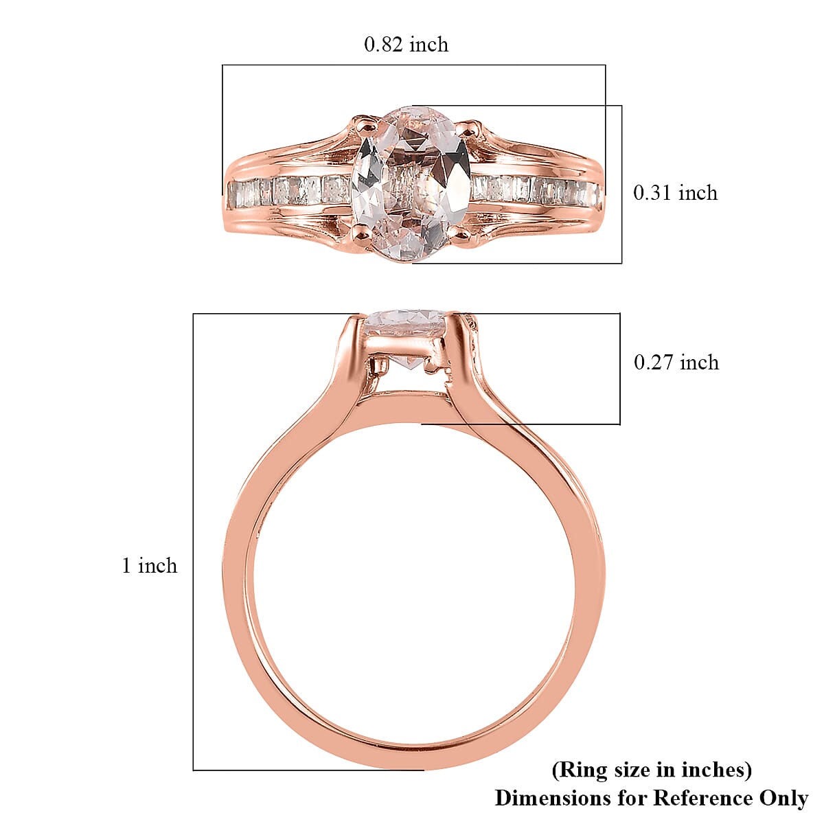 Pink Morganite and Diamond Bridge Ring in Vermeil Rose Gold Over Sterling Silver (Size 10.0) 1.40 ctw