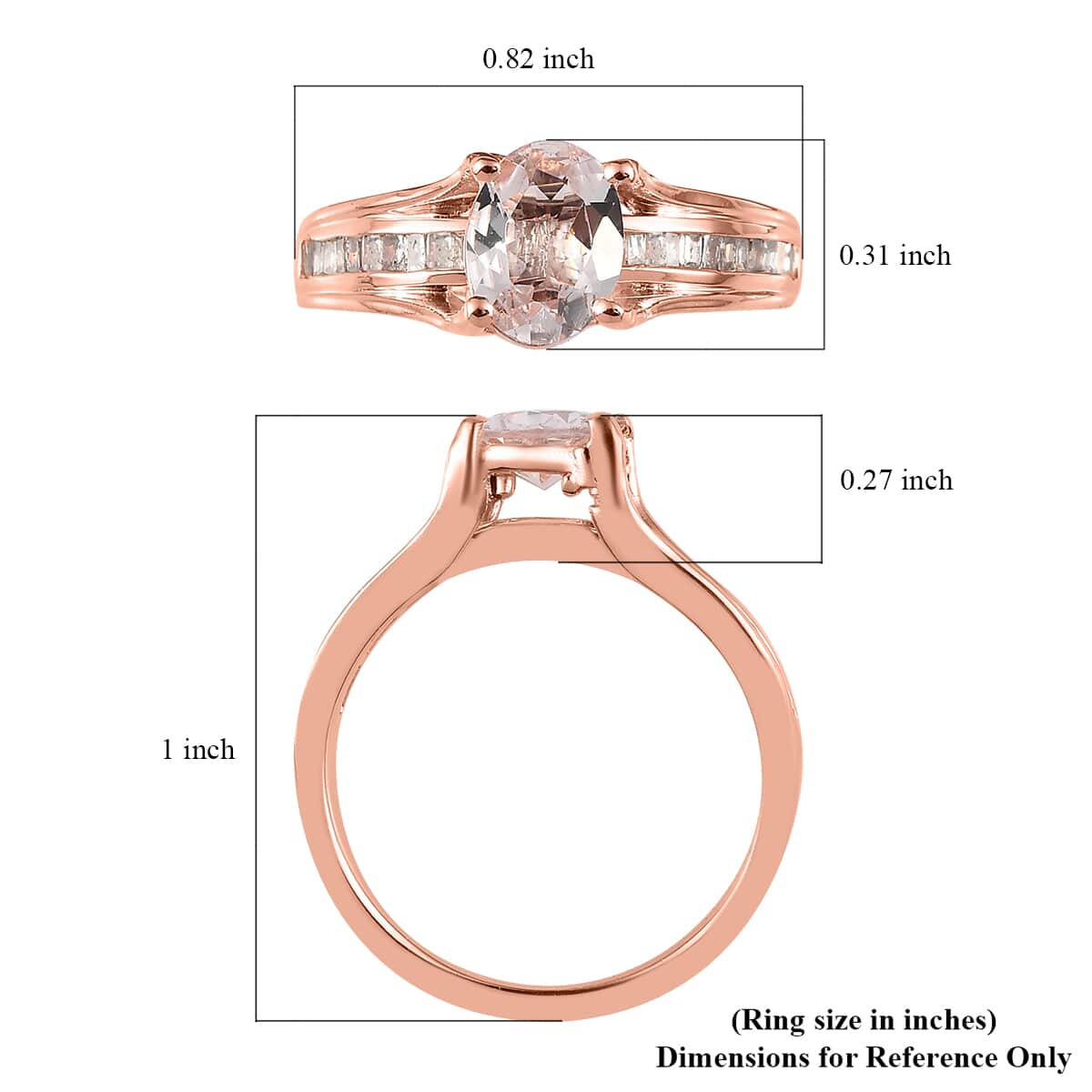 Pink Morganite and Diamond Bridge Ring in Vermeil Rose Gold Over Sterling Silver 1.15 ctw image number 5