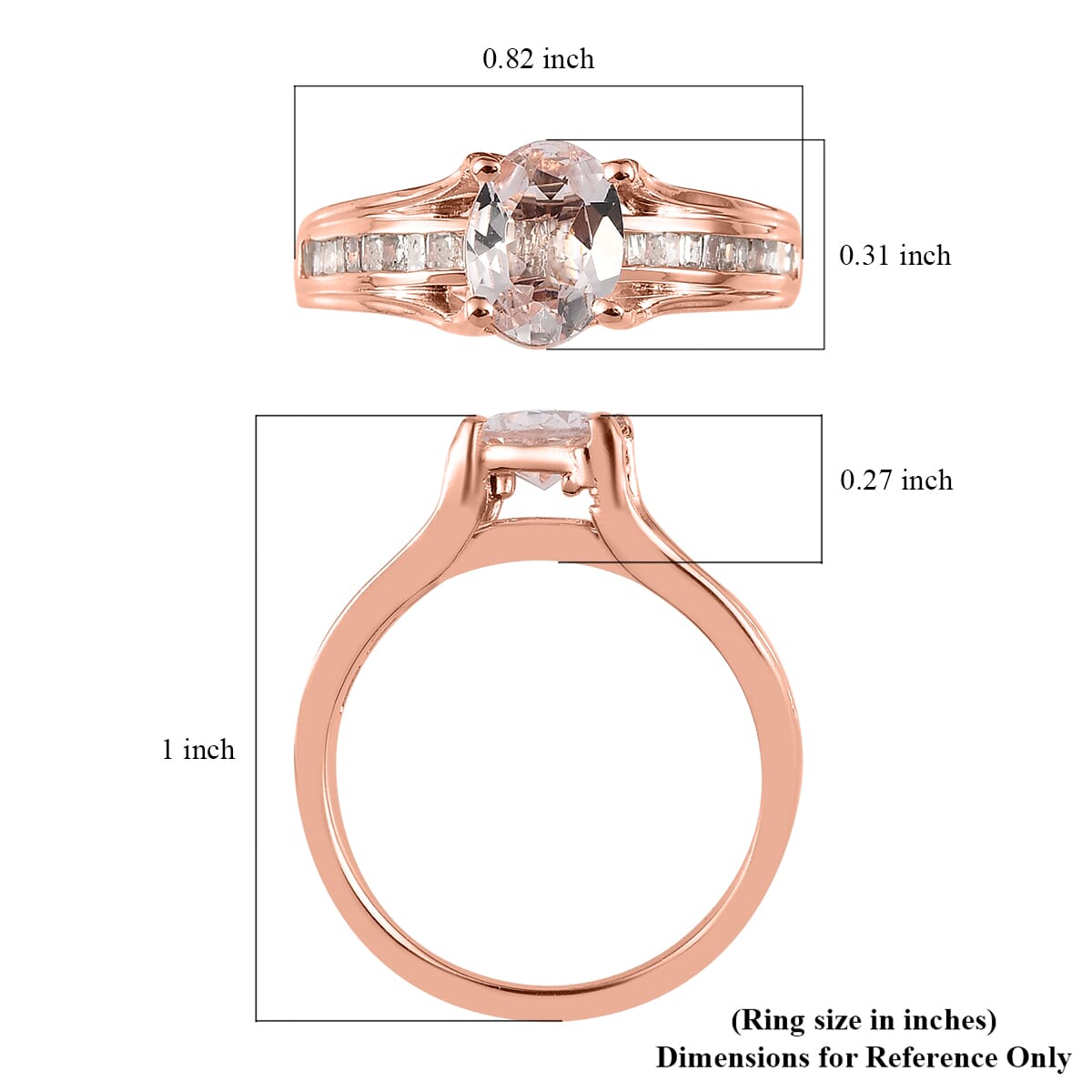 Pink Morganite and Diamond Bridge Ring in Vermeil Rose Gold Over Sterling Silver (Size 9.0) 1.40 ctw image number 5