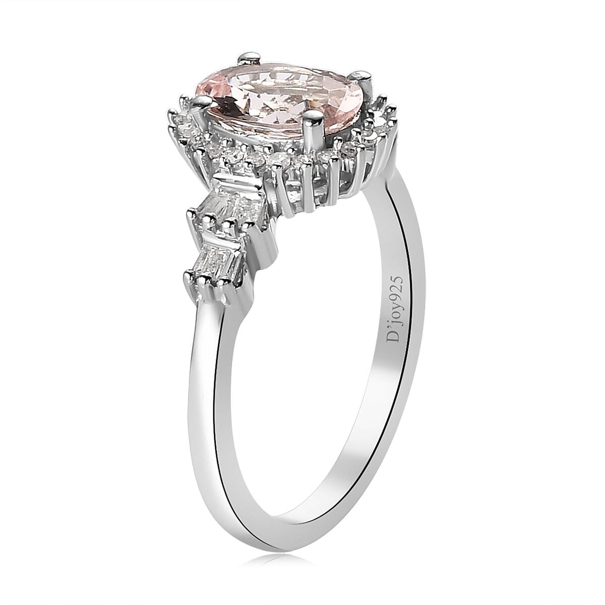 Pink Morganite and Diamond Floral Ring in Platinum Over Sterling Silver 1.25 ctw image number 3