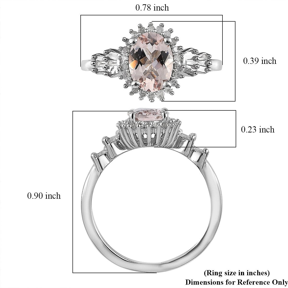 Pink Morganite and Diamond Floral Ring in Platinum Over Sterling Silver (Size 7.0) 1.25 ctw image number 5