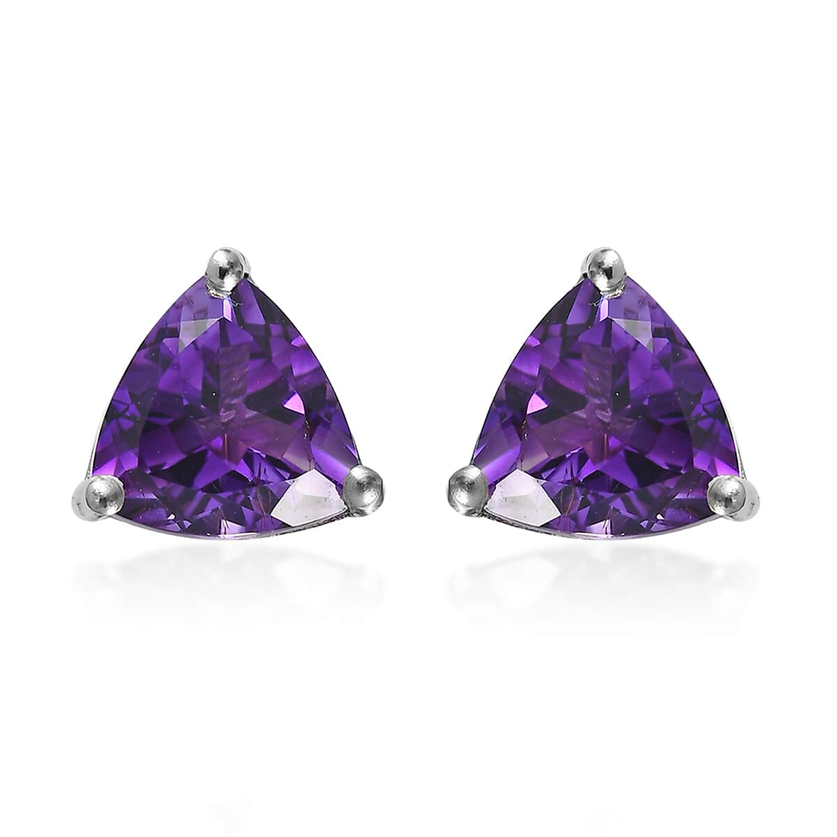 Premium Moroccan Amethyst Solitaire Stud Earrings in Platinum Over Sterling Silver 3.50 ctw image number 0