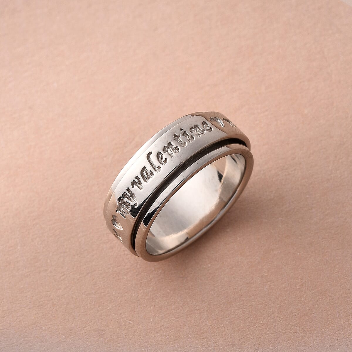 My Valentine Spinner Ring in Platinum Over Sterling Silver, Promise Rings (Size 5.0) 6.20 Grams image number 4