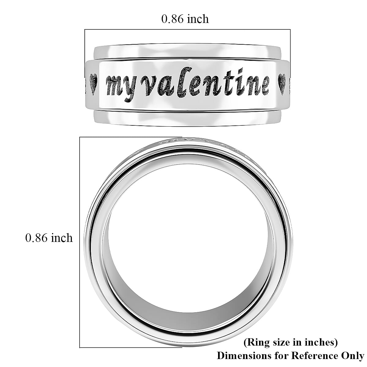 My Valentine Spinner Ring in Platinum Over Sterling Silver, Promise Rings (Size 5.0) 6.20 Grams image number 6