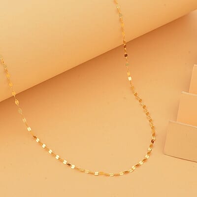 18K Yellow Gold Fancy Cable Pendant Chain 18 Inches