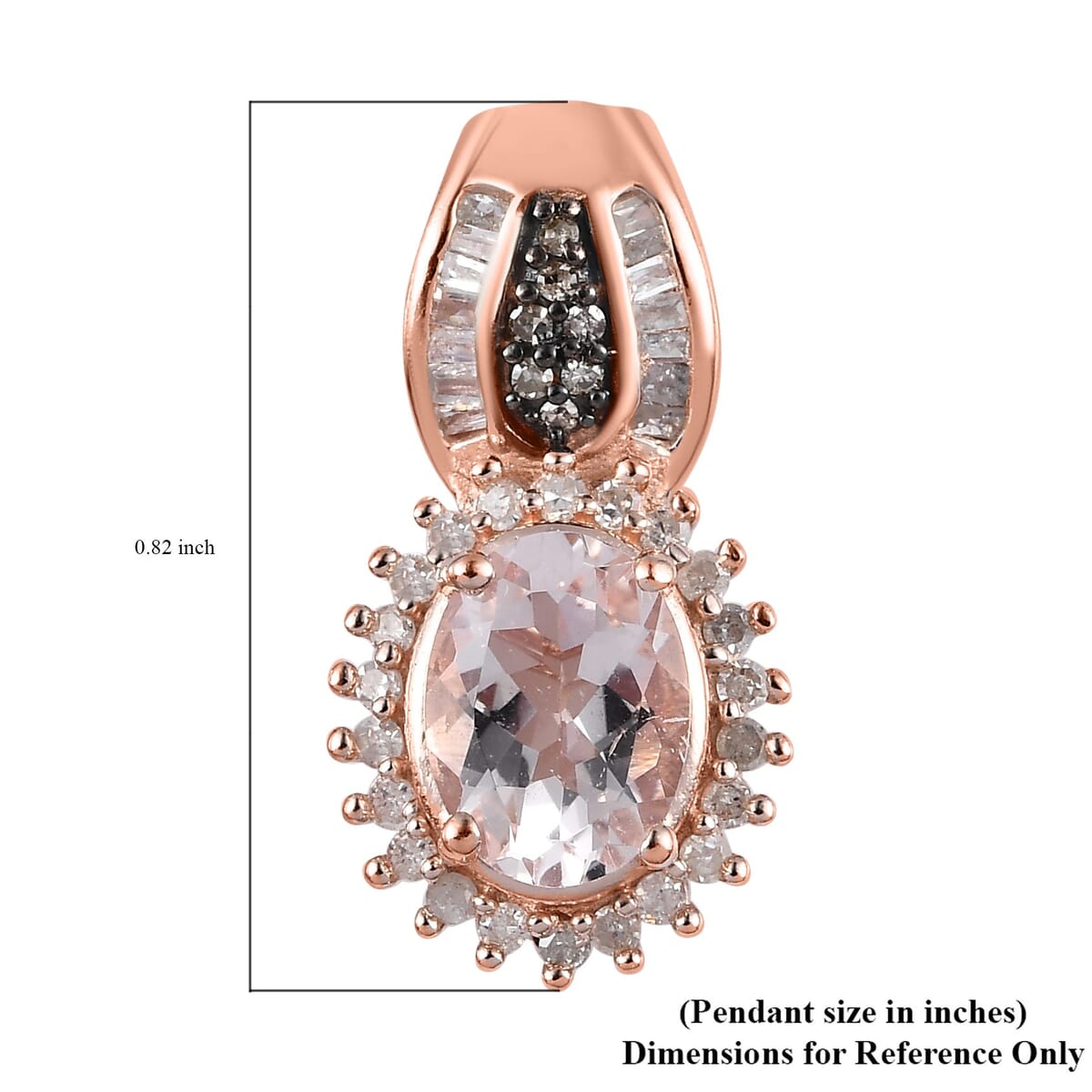 Pink Morganite and Natural Champagne and White Diamond Sunburst Pendant in Vermeil Rose Gold Over Sterling Silver 1.25 ctw image number 5