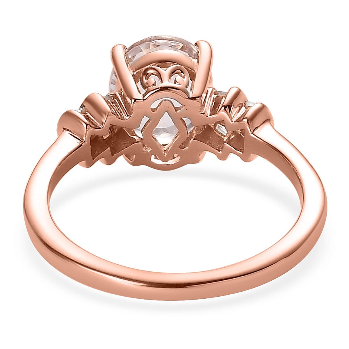 Pink Morganite and Diamond Ring in Vermeil Rose Gold Over Sterling Silver (Size 10.0) 1.70 ctw