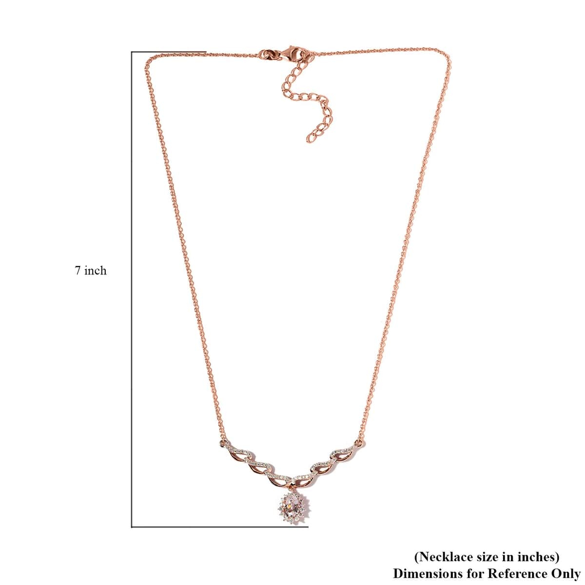 Pink Morganite and Moissanite Necklace 18 Inches in Vermeil Rose Gold Over Sterling Silver 1.85 ctw image number 5