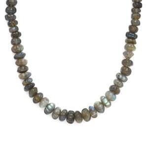 Malagasy Labradorite Beaded Necklace 20 Inches in Sterling Silver 226.60 ctw