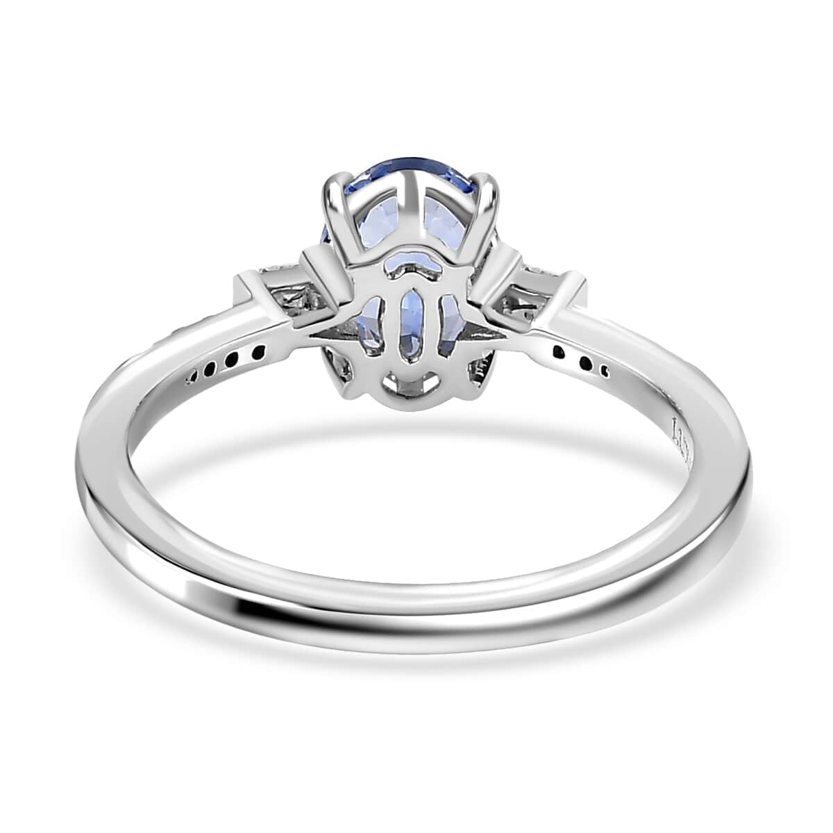 Luxoro 14K White Gold AAA Ceylon Blue Sapphire and G-H I3 Diamond Ring 1.40 ctw image number 4