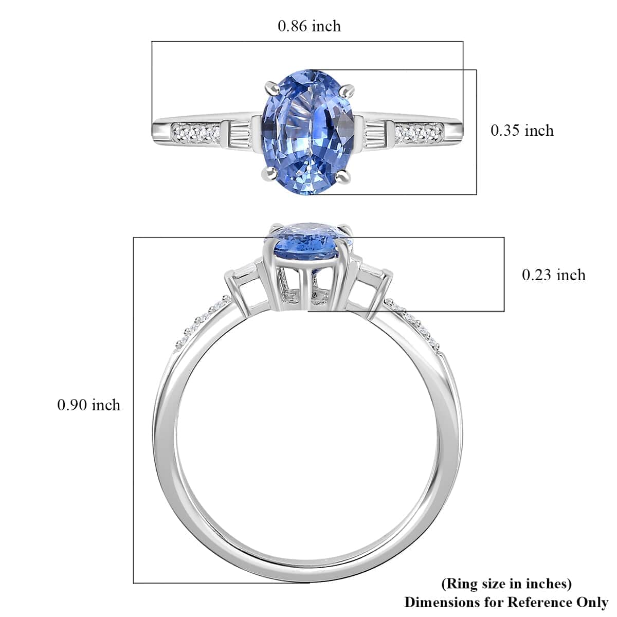 14K White Gold AAA Ceylon Blue Sapphire and G-H I3 Diamond Ring (Size 10.0) 1.40 ctw image number 5