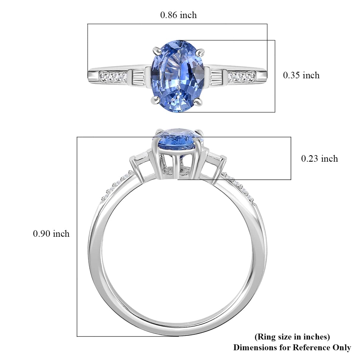 14K White Gold AAA Ceylon Blue Sapphire and G-H I3 Diamond Ring (Size 8.0) 1.40 ctw image number 5