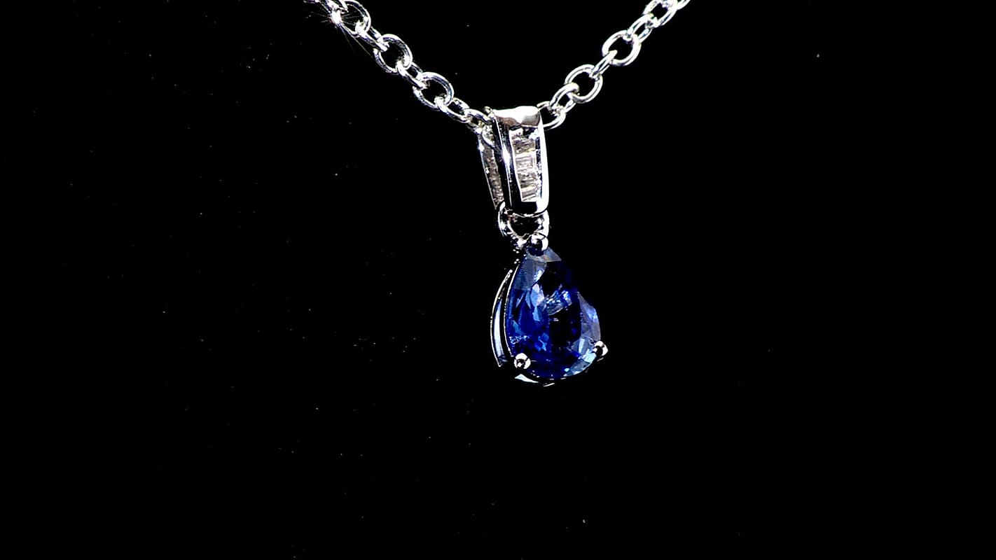 Luxoro AAA Ceylon Blue Sapphire and G-H I3 Diamond 0.85 ctw Pendant without Chain in 14K White Gold