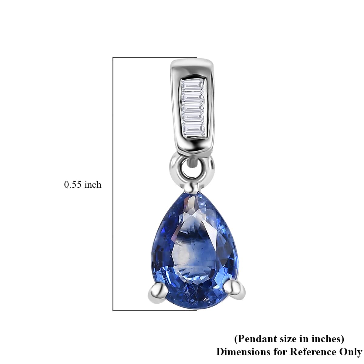 Luxoro 14K White Gold AAA Ceylon Blue Sapphire and G-H I3 Diamond Pendant 0.85 ctw image number 5