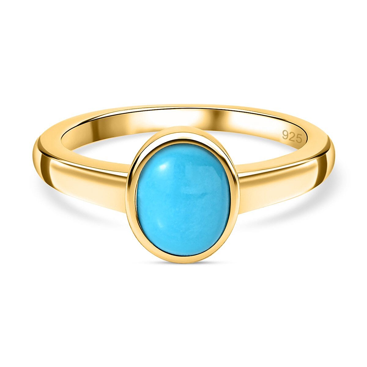 Sleeping Beauty Turquoise 1.70 ctw Ring in 18K Vermeil Yellow Gold Over Sterling Silver (Size 10.0)