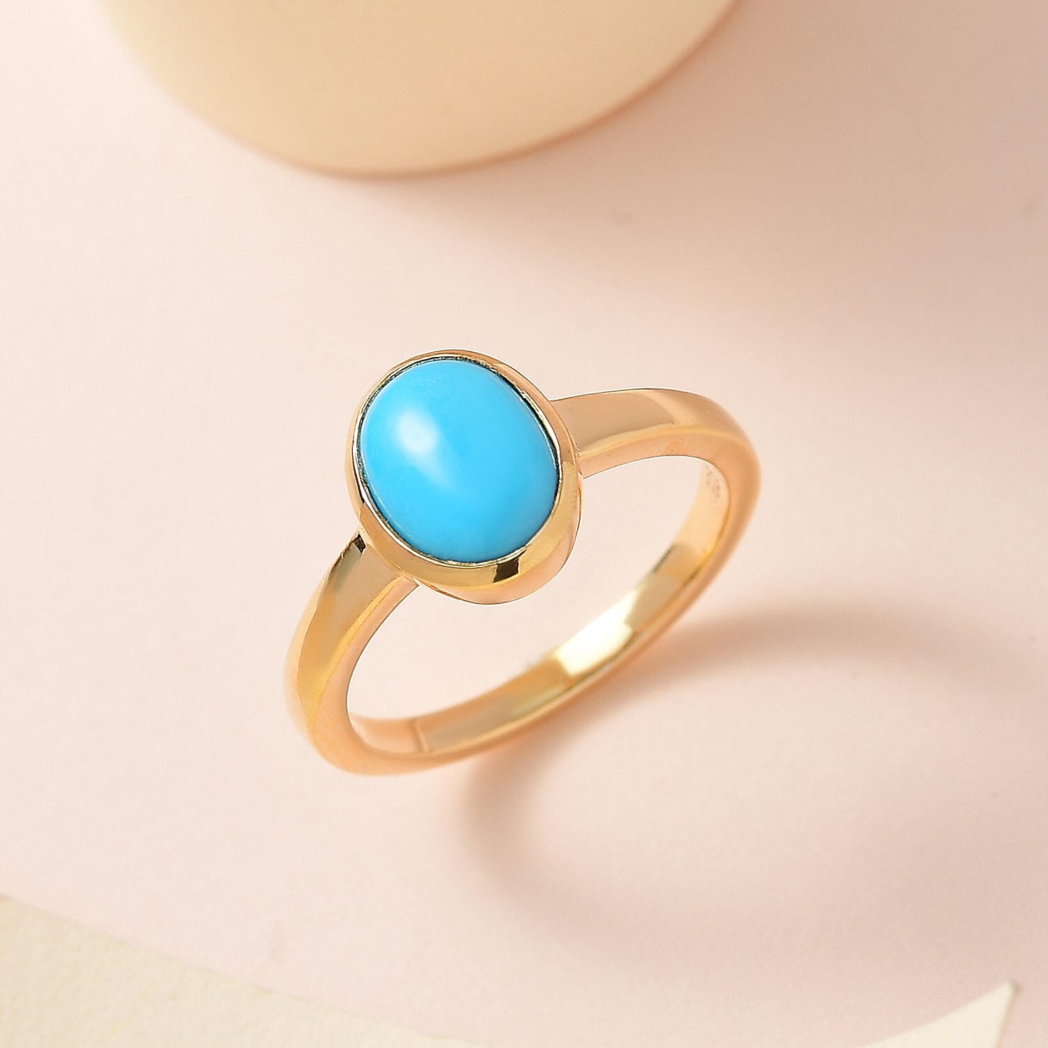 Sleeping Beauty Turquoise 1.70 ctw Ring in 18K Vermeil Yellow Gold Over Sterling Silver (Size 10.0)
