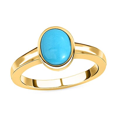 Sleeping Beauty Turquoise 1.70 ctw Ring in 18K Vermeil Yellow Gold Over Sterling Silver (Size 10.0)