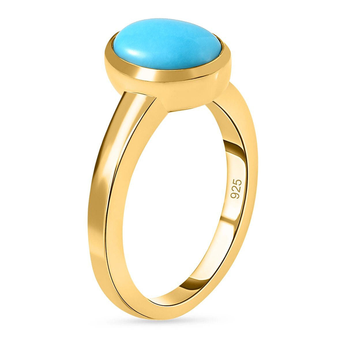 Sleeping Beauty Turquoise 1.70 ctw Ring in 18K Vermeil Yellow Gold Over Sterling Silver (Size 10.0)