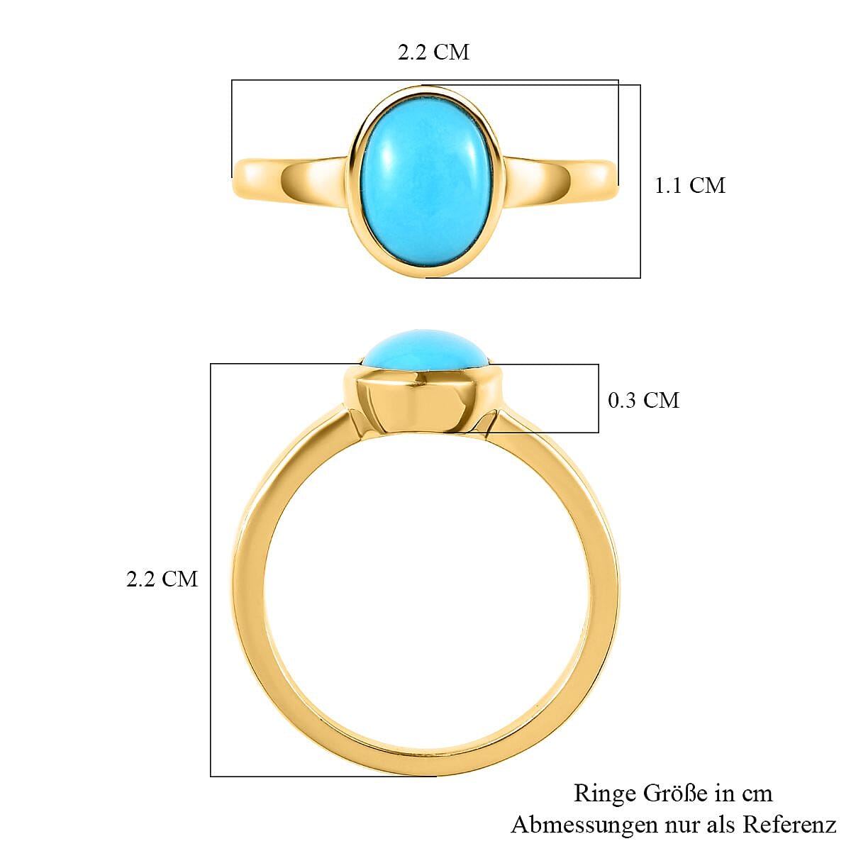 Sleeping Beauty Turquoise 1.70 ctw Ring in 18K Vermeil Yellow Gold Over Sterling Silver (Size 10.0)
