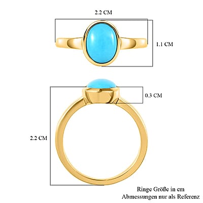 Sleeping Beauty Turquoise 1.70 ctw Ring in 18K Vermeil Yellow Gold Over Sterling Silver (Size 10.0)