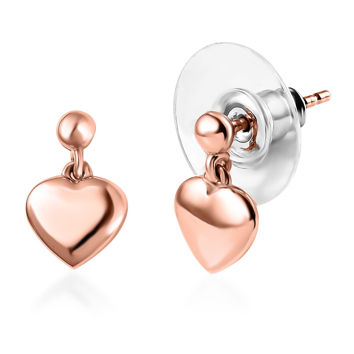 Vermeil Rose Gold Over Sterling Silver Heart Earrings 0.80 Grams