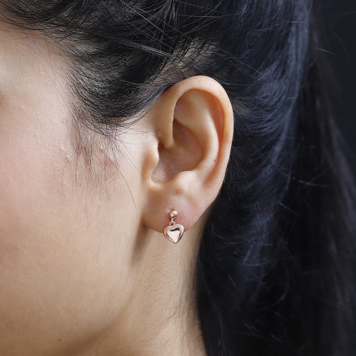 Vermeil Rose Gold Over Sterling Silver Heart Earrings 0.80 Grams