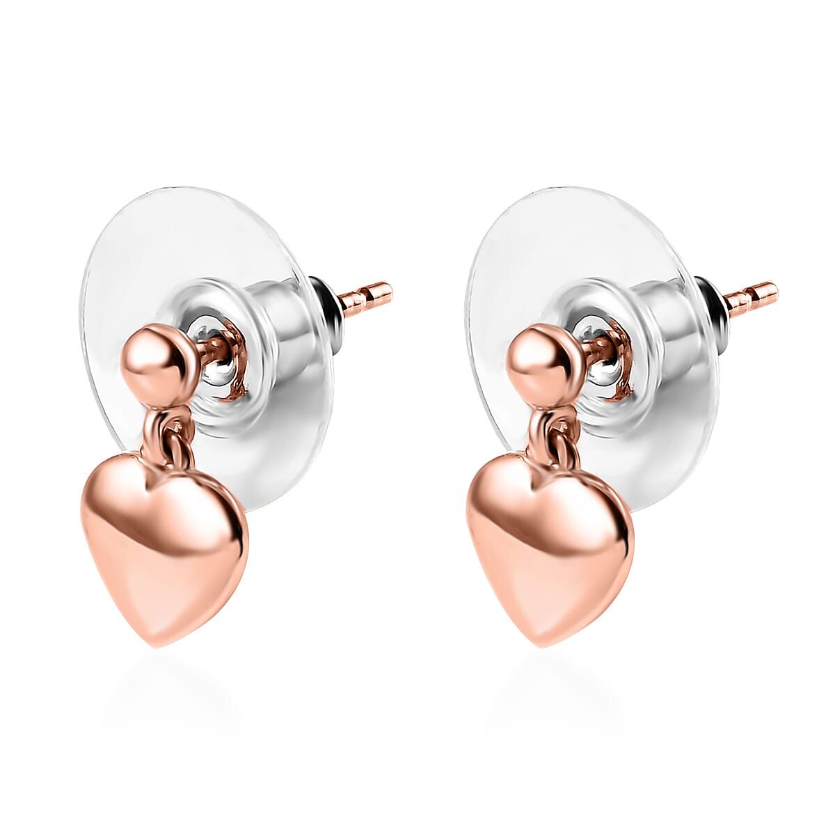 Vermeil Rose Gold Over Sterling Silver Heart Earrings 0.80 Grams