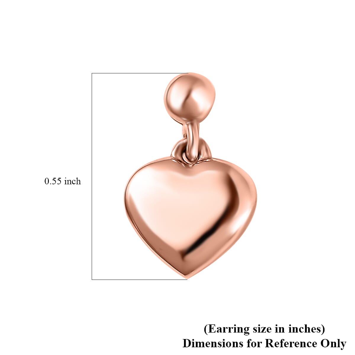Vermeil Rose Gold Over Sterling Silver Heart Earrings 0.80 Grams