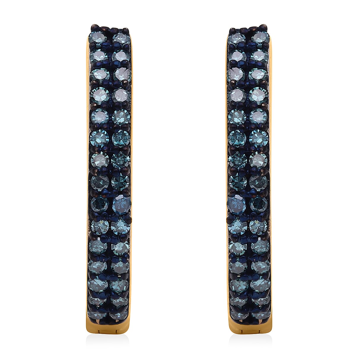 Venice Blue Diamond Hoop Earrings in Vermeil YG Over Sterling Silver, Diamond Jewelry, Birthday Anniversary Wedding Gifts For Her 0.33 ctw