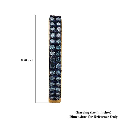 Venice Blue Diamond Hoop Earrings in Vermeil YG Over Sterling Silver, Diamond Jewelry, Birthday Anniversary Wedding Gifts For Her 0.33 ctw