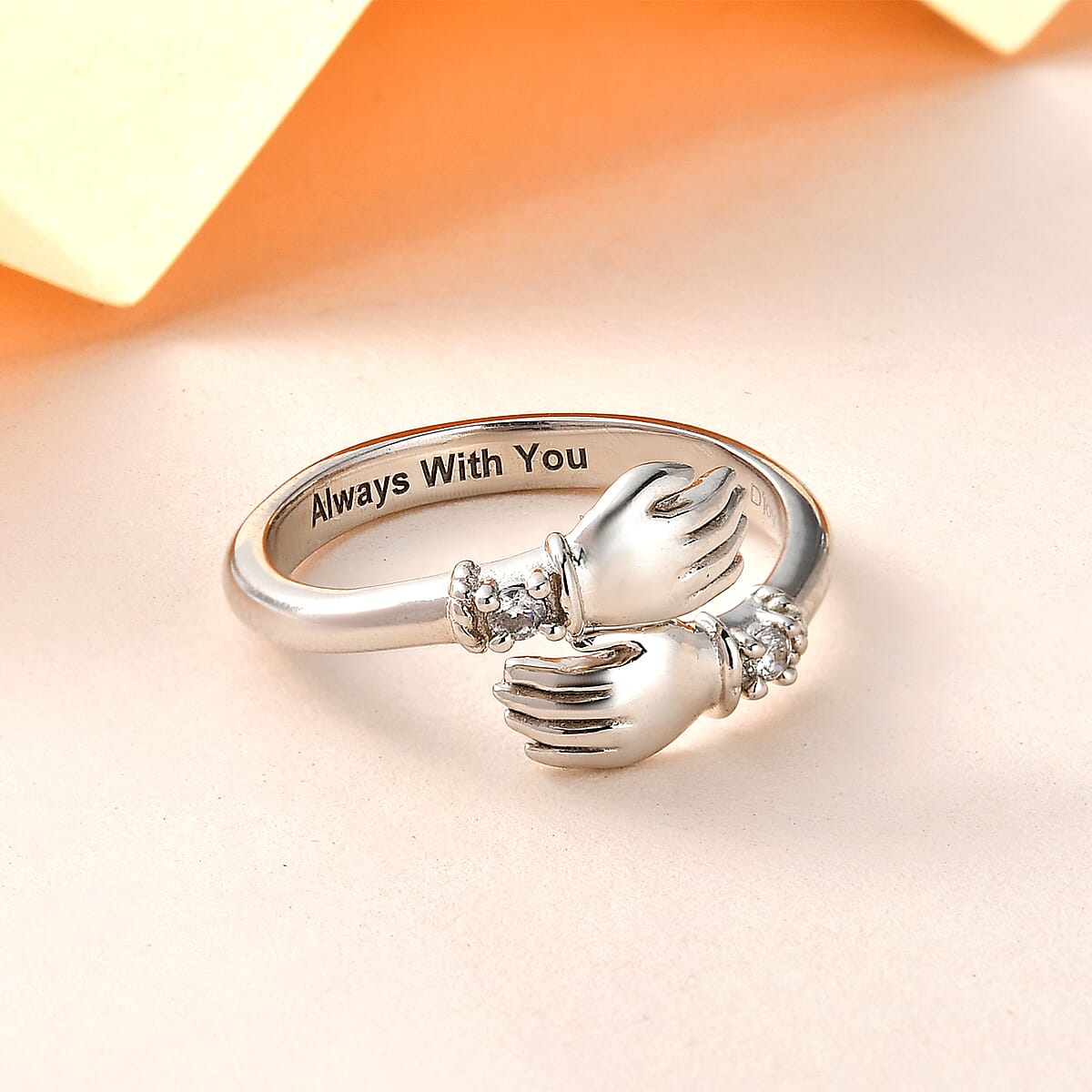 Simulated Diamond Ring in Platinum Over Sterling Silver 0.15 ctw image number 3