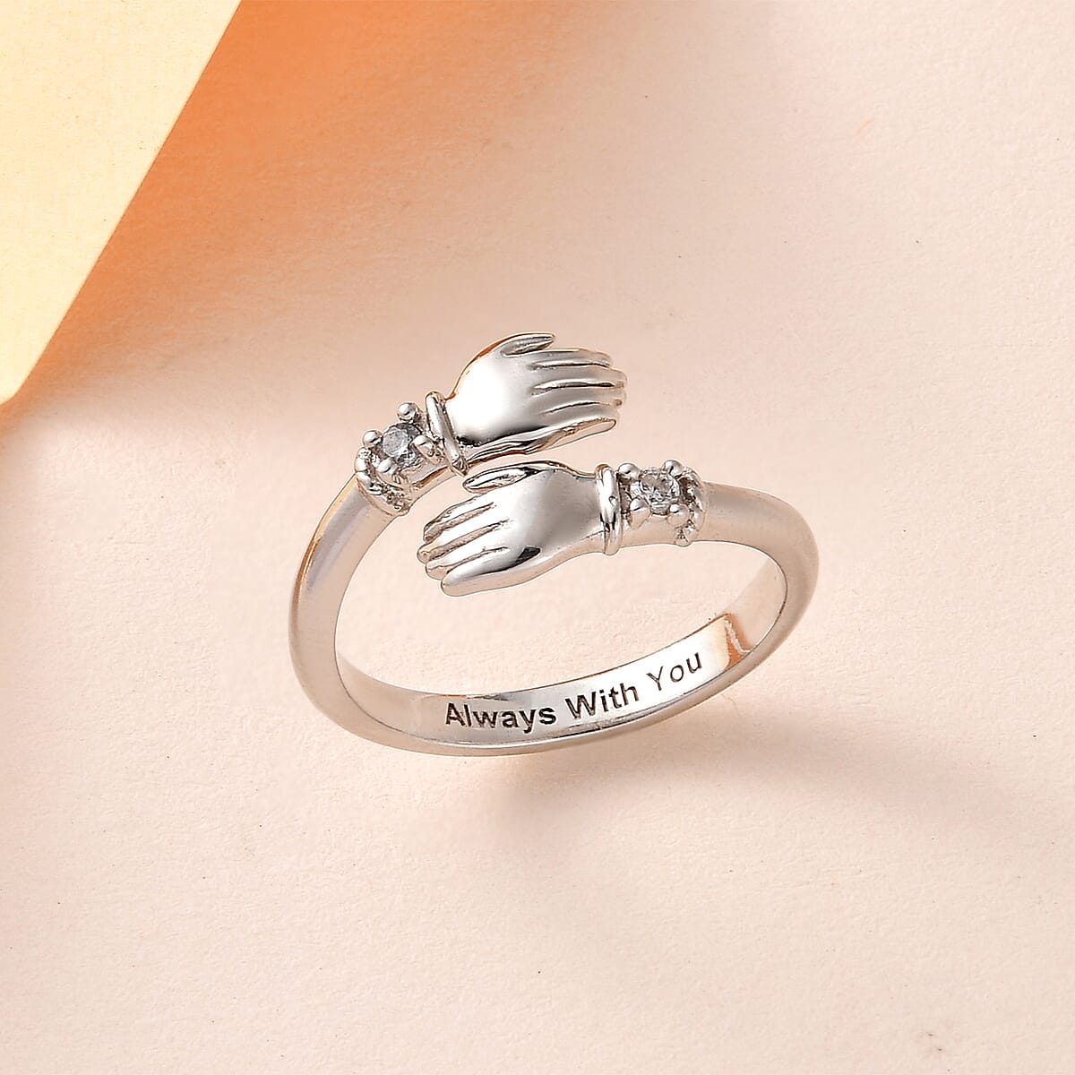 Simulated Diamond Ring in Platinum Over Sterling Silver 0.15 ctw image number 4