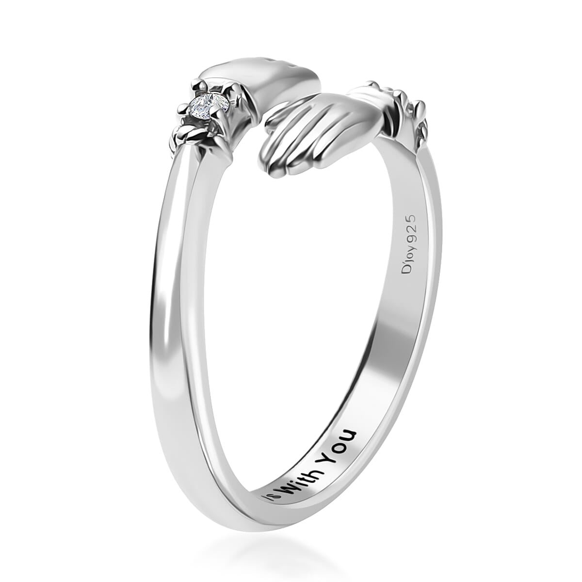 Simulated Diamond Ring in Platinum Over Sterling Silver 0.15 ctw image number 5