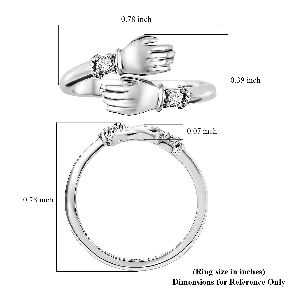 Simulated Diamond Ring in Platinum Over Sterling Silver 0.15 ctw image number 7