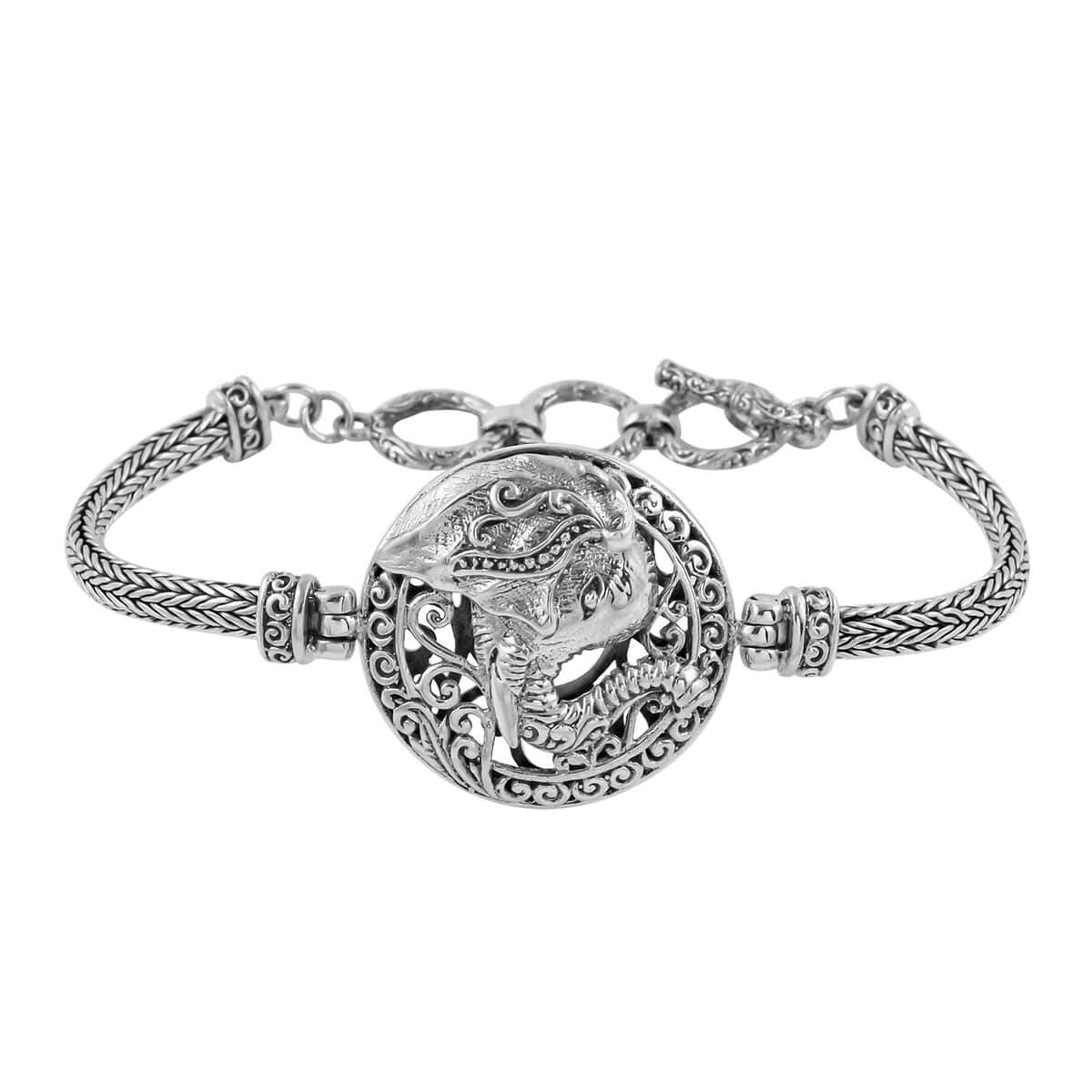 Bali Legacy Sterling Silver Dragon Charm Bracelet (6.50 In) 20.70 Grams image number 0