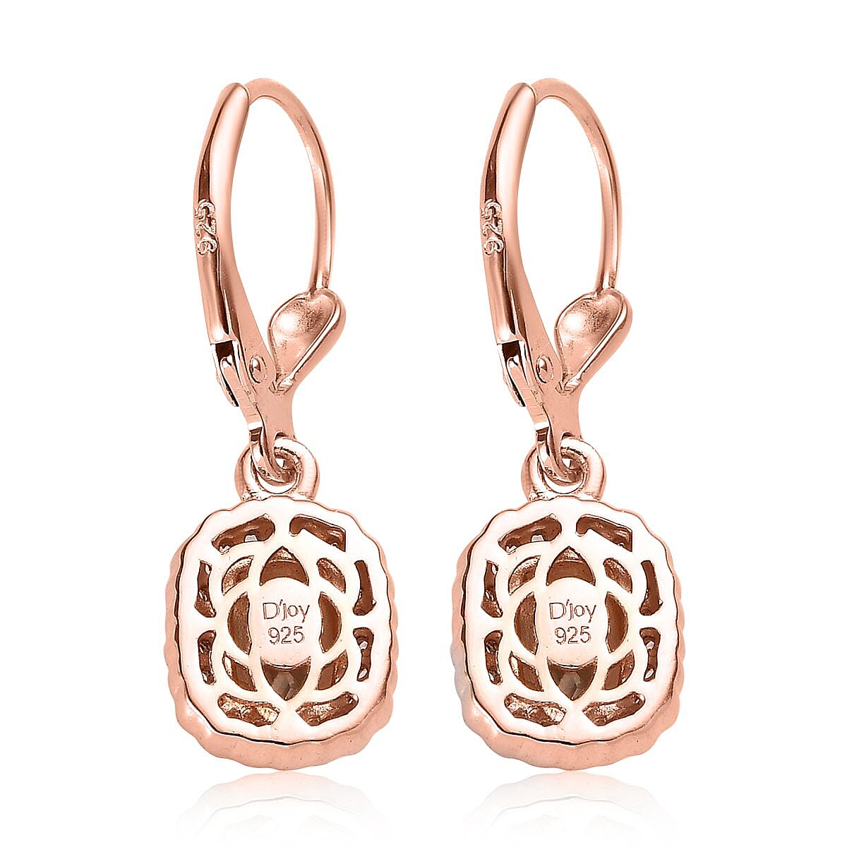 Marropino Morganite and White Zircon Lever Back Earrings in Vermeil Rose Gold Over Sterling Silver 1.65 ctw image number 2