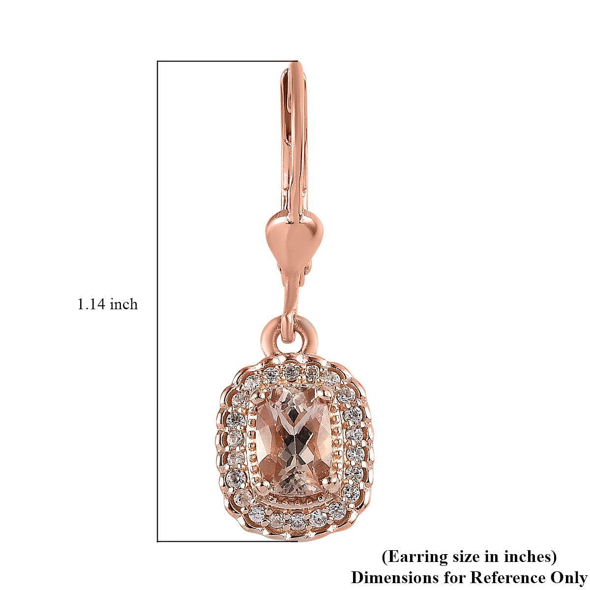 Marropino Morganite and White Zircon Lever Back Earrings in Vermeil Rose Gold Over Sterling Silver 1.65 ctw image number 3