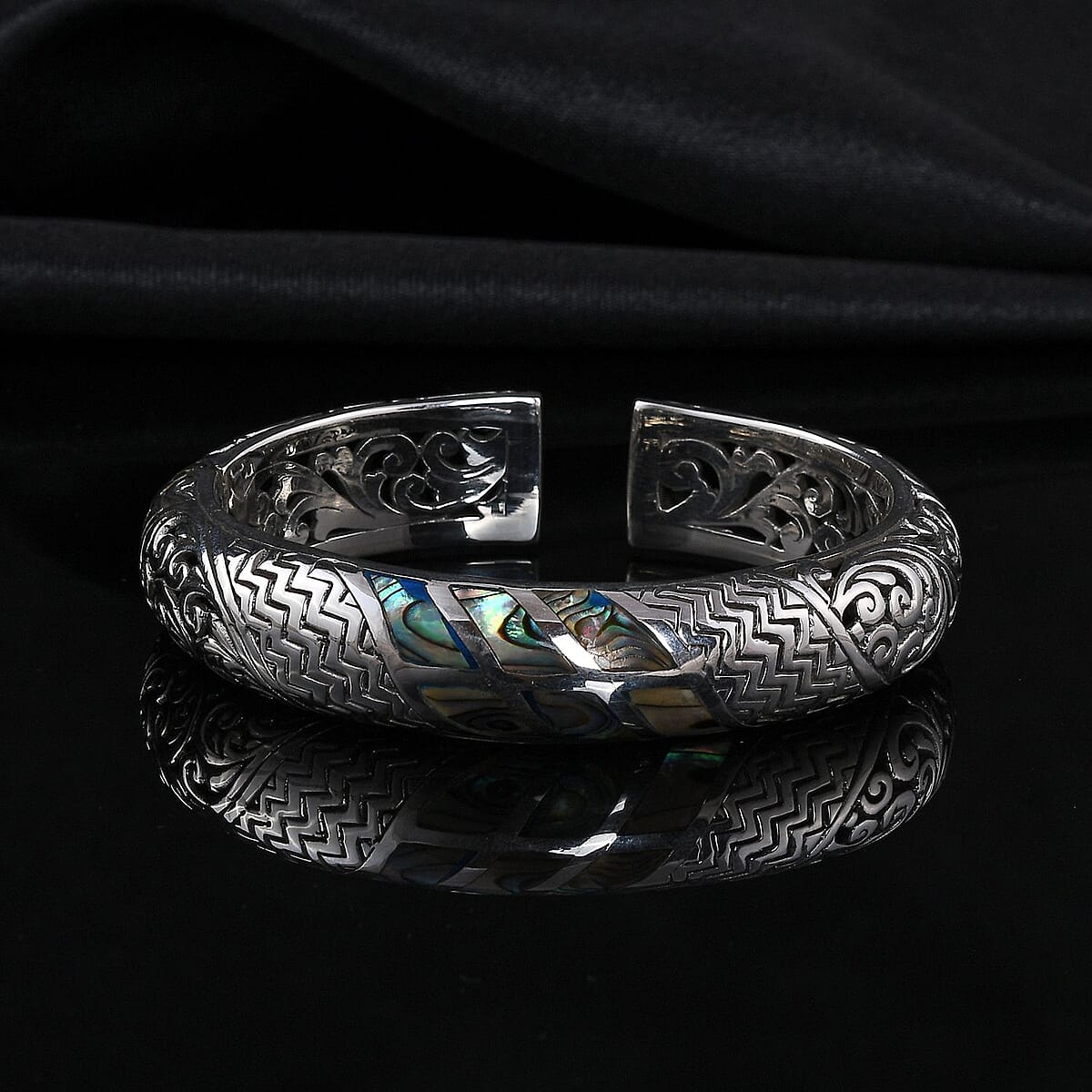 Bali Legacy Abalone Shell Cuff Bracelet in Sterling Silver (6.75 in) image number 1