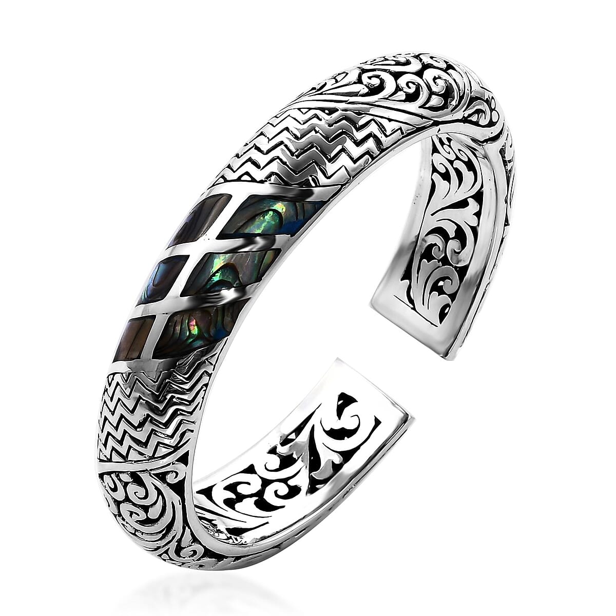 Bali Legacy Abalone Shell Cuff Bracelet in Sterling Silver (6.75 in) image number 3