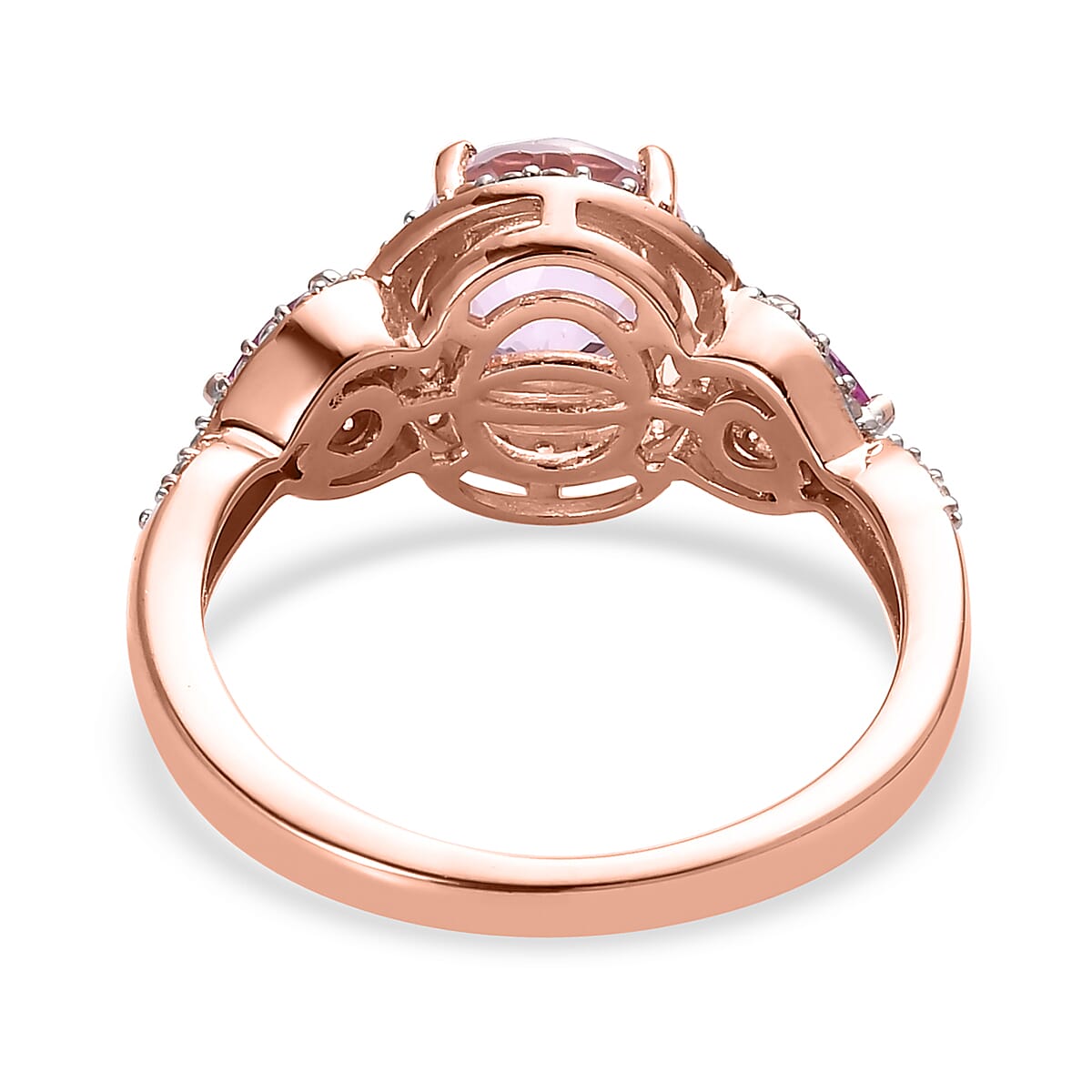 Patroke Kunzite, Multi Gemstone Infinity Shank Ring in Vermeil RG Over Sterling Silver (Size 7.0) 2.50 ctw