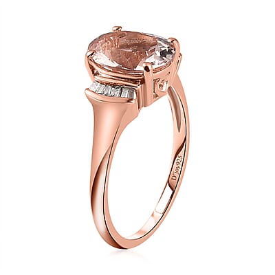 Pink Morganite and Diamond Ring in Vermeil Rose Gold Over Sterling Silver (Size 10.0) 2.20 ctw
