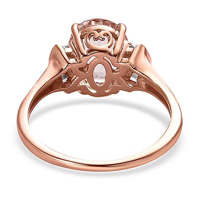 Pink Morganite and Diamond Ring in Vermeil Rose Gold Over Sterling Silver (Size 10.0) 2.20 ctw