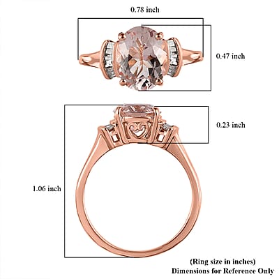 Pink Morganite and Diamond Ring in Vermeil Rose Gold Over Sterling Silver (Size 10.0) 2.20 ctw