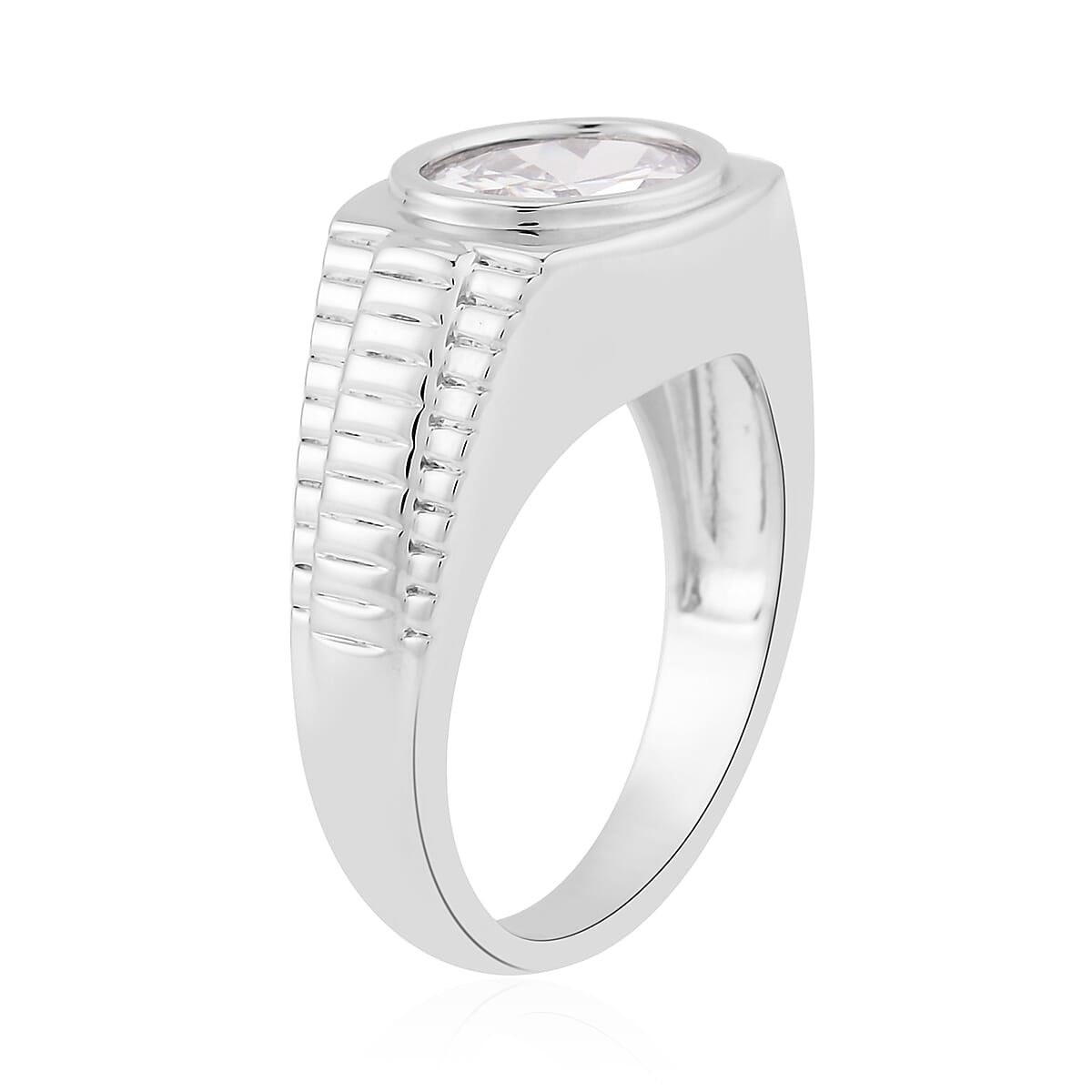 Simulated White Diamond Men's Ring in Silvertone (Size 10.0) 7.00 ctw
