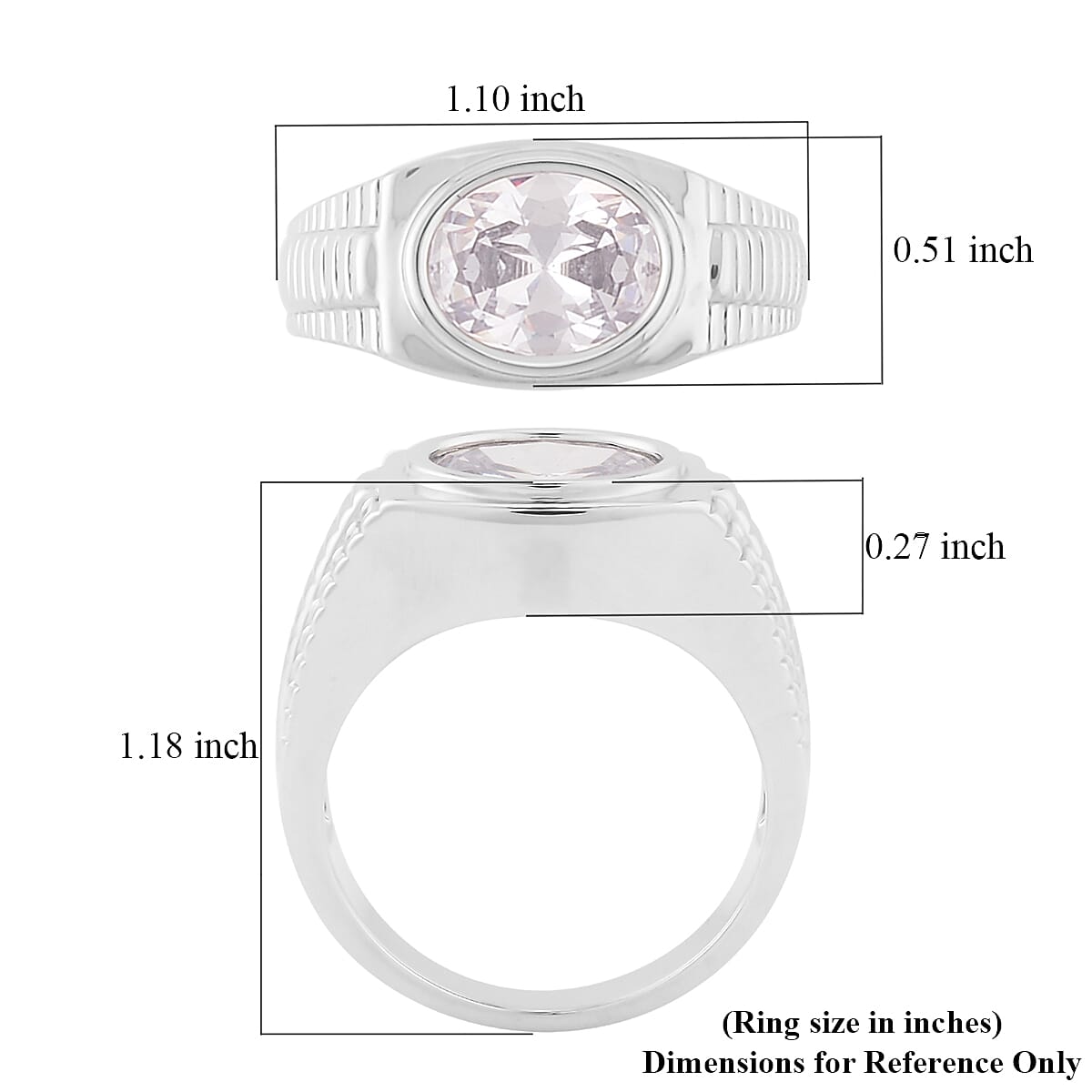 Simulated White Diamond Men's Ring in Silvertone (Size 10.0) 7.00 ctw
