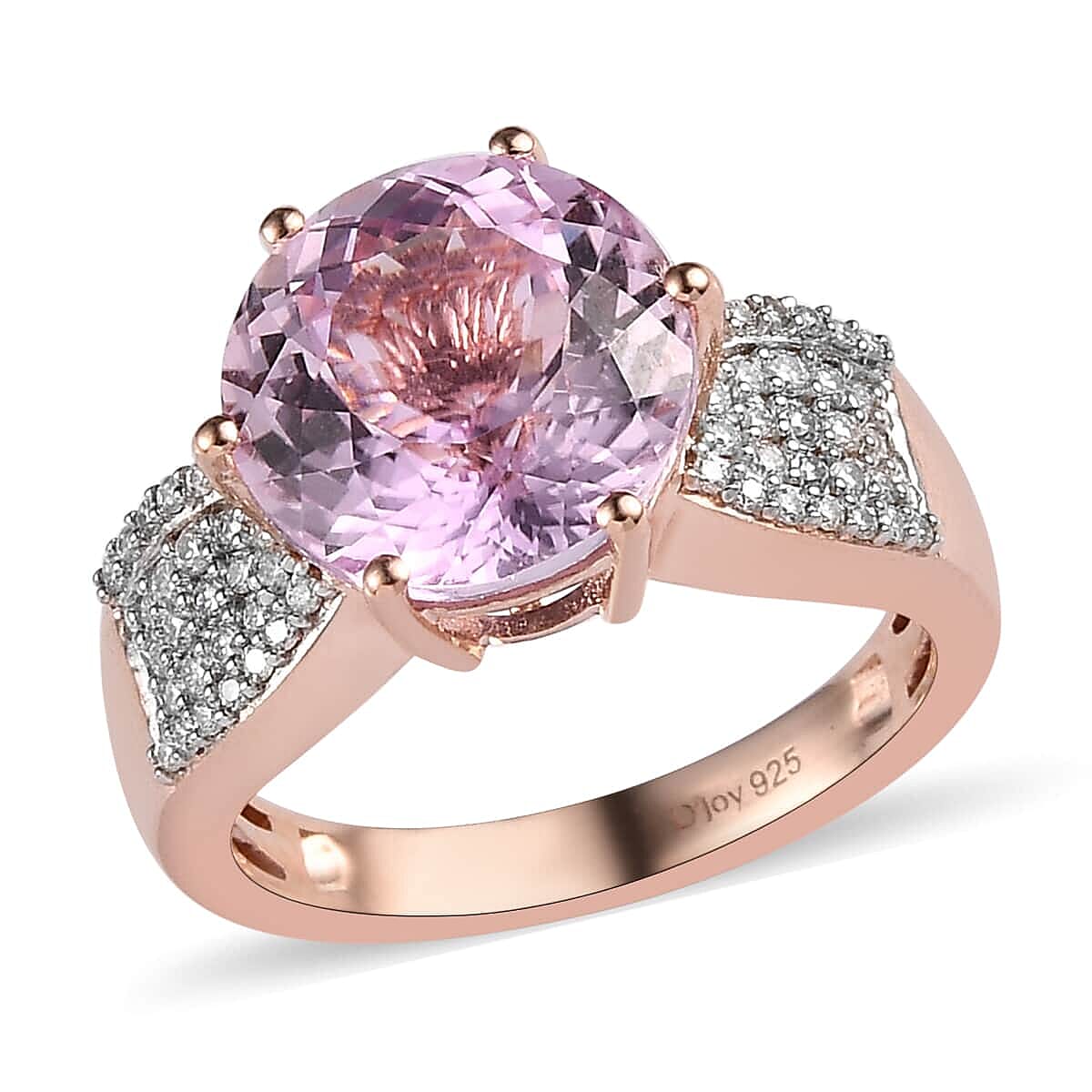 Patroke Kunzite and Moissanite Ring in Vermeil Rose Gold Over Sterling Silver (Size 7.0) 6.90 ctw image number 0