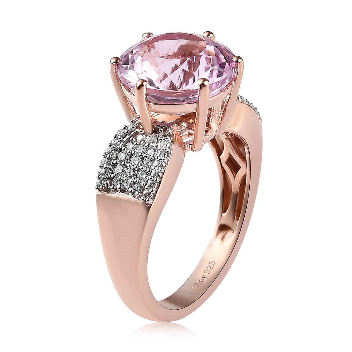 Patroke Kunzite and Moissanite Ring in Vermeil Rose Gold Over Sterling Silver (Size 7.0) 6.90 ctw image number 3