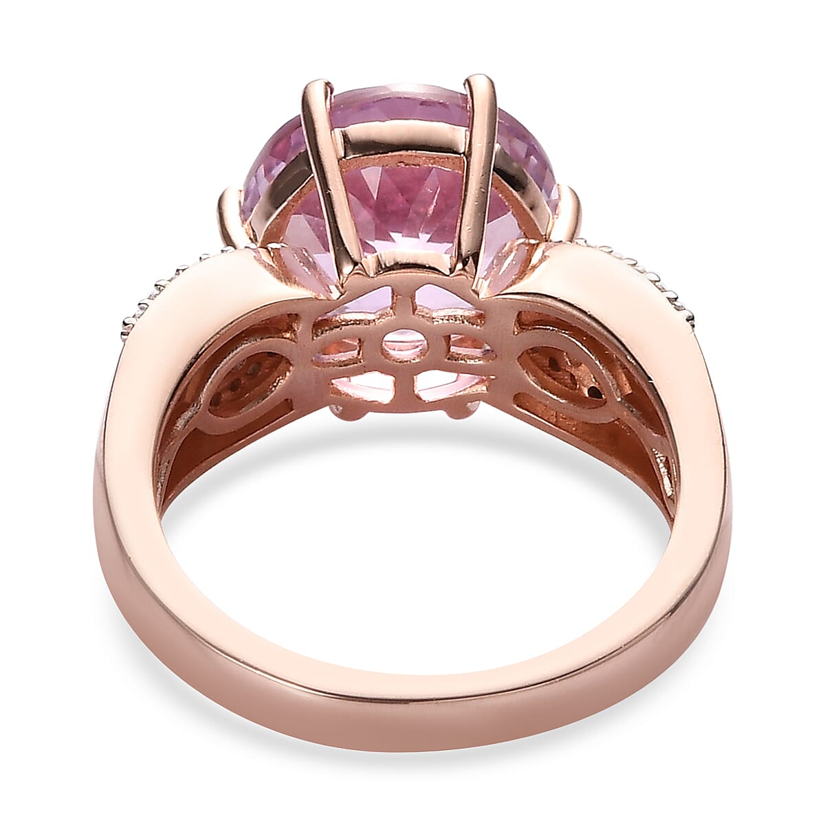 Patroke Kunzite and Moissanite Ring in Vermeil Rose Gold Over Sterling Silver (Size 7.0) 6.90 ctw image number 4