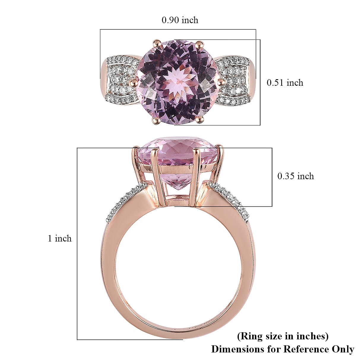 Patroke Kunzite and Moissanite Ring in Vermeil Rose Gold Over Sterling Silver (Size 7.0) 6.90 ctw image number 5